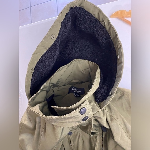 Coffee Shop New York Womens Size Large Olive Green Sherpa Lined Hooded Jacket - Picture 9 of 13